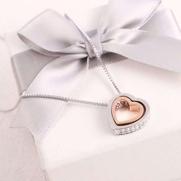 Swarovski Jewelry - Double Heart Pendant Necklace Made With Crystals From Swarovski NWOT